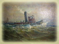 Painting of Tugboat by Charles Appel, $4577.00